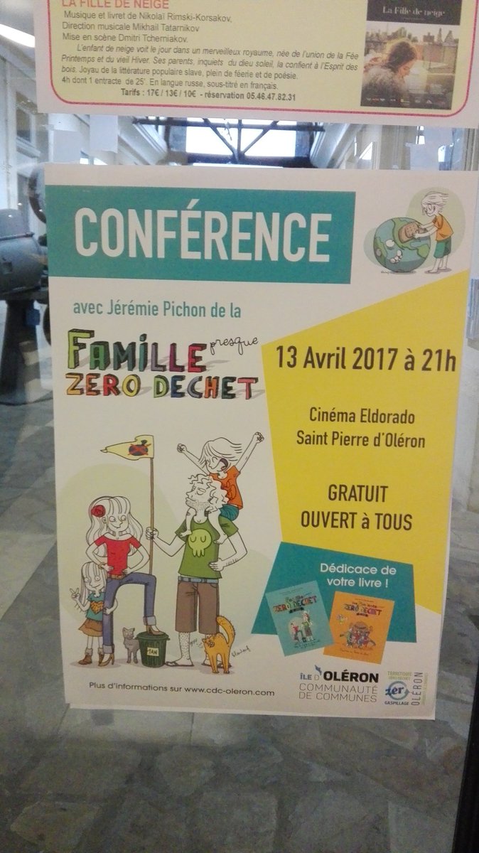 DeboutMarennes's tweet photo. Ce jeudi soir à 21h au cinéma Eldorado à St Pierre une conférence avec Jeremie Pichon de la Famille presque zéro déchet
C'est gratuit ! https://t.co/IMxFWFbX6A