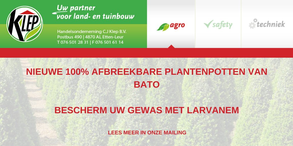 KlepAgro's tweet photo. Lees nu in onze #GOTeeltUpdate Boomkwekerij over o.a. een 100% afbreekbare pot, het gebruik van #Larvanem en meer! https://t.co/jt90OFreKu https://t.co/hHMaZSsPFI