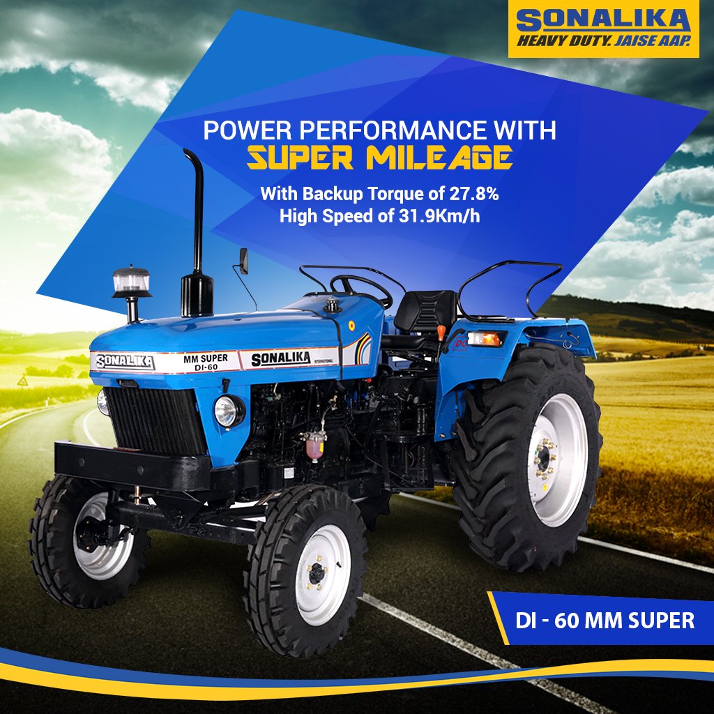 Sonalika_India's tweet photo. With our #DI60MMSuper, you've both powerful performance and super mileage! Visit your nearest dealer and test drive it today. #SuperTractor https://t.co/wyDmtBSoUP