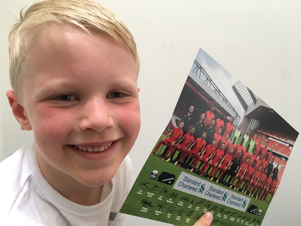 mattduffyuk's tweet photo. Great job @LFC! My son sent letter to @Phil_Coutinho, his favourite player, on Monday & already received back team print today! #hesared https://t.co/7ZxCfULS4h