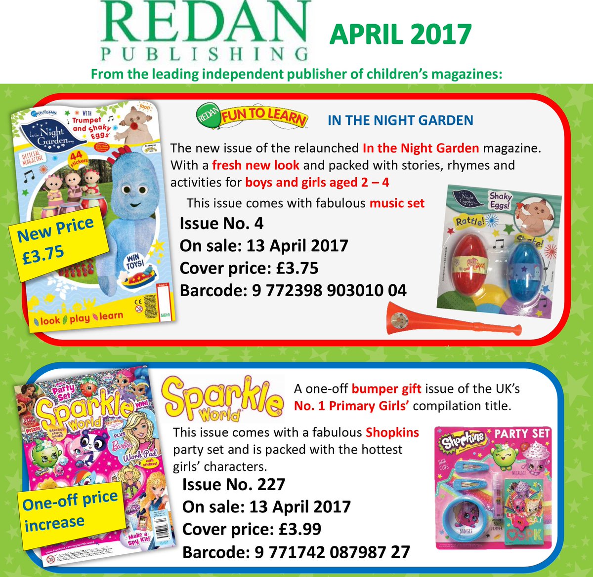 #OutNow: Keep your little ones entertained this #EasterWeekend with the new issues of @mysparkleworld and <a href="/NightGardenHQ/">In the Night Garden</a> in shops today.