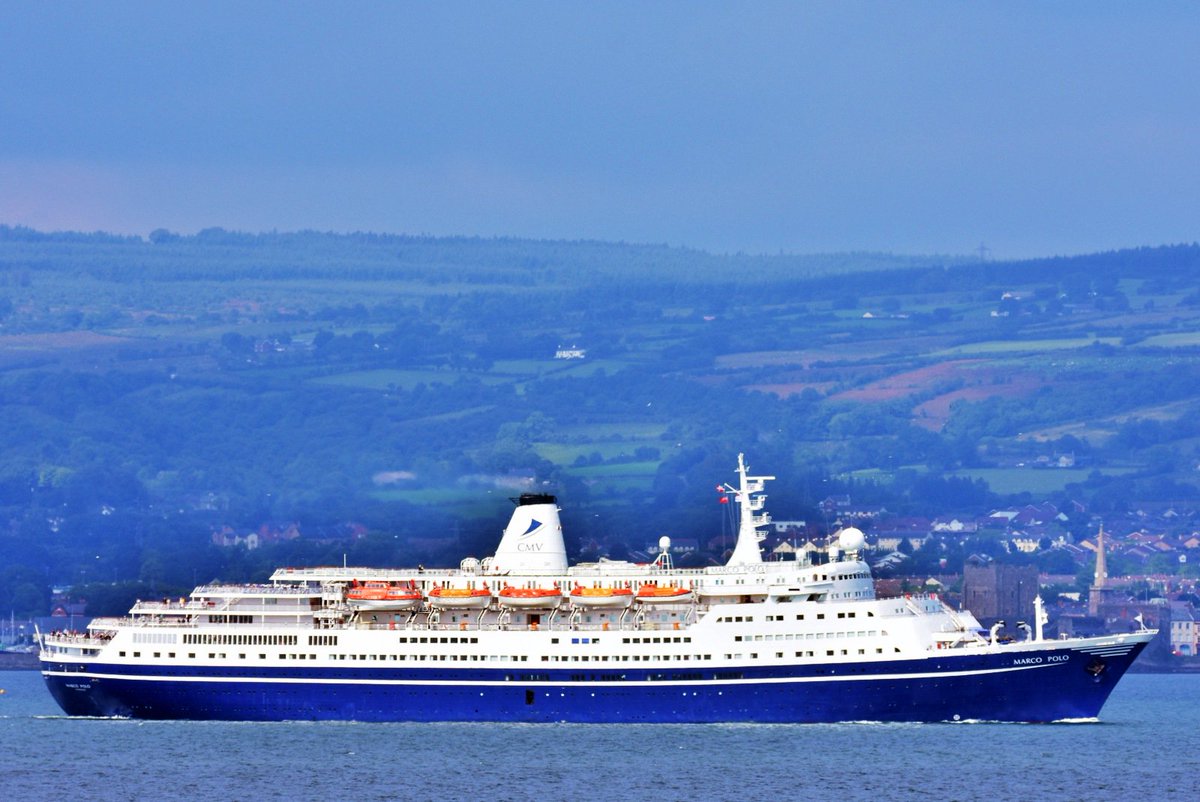 #TBT- Next Friday we welcome the 1st cruise ship of 2017- Marco Polo! Here's a throwback to her 2016 visit. Hello #CarrickfergusCastle!