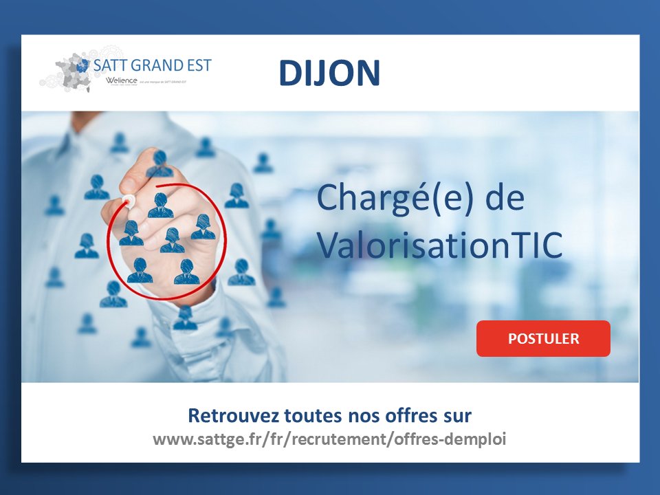SATT_SAYENS's tweet photo. La @SATT_GrandEst recrute un(e) Chargé(e) de Valorisation TIC https://t.co/G4gbNJuAkG cc @Le2i @davidfofi @UTTroyes @EsiremDijon @ReseauSATT https://t.co/DmDM1I958S