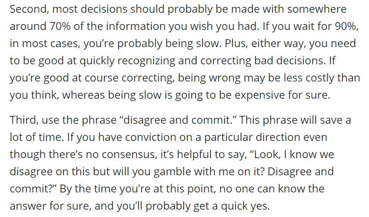 acotgreave's tweet image. Great advice from Bezos @amazon relevant to data-driven decisions. You don't need ALL the data: geekwire.com/2017/full-text…