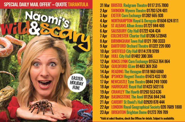 talent4media's tweet photo. #EasterWeekend 
#Reading @Thehexagon Fri
@IpswichRegent Sat
@TyneOperaHouse Mon
See @Naomi_Wilkinson @wildandscary🕷️ https://t.co/xU1QV4jY0b https://t.co/gvHyFWJ9d8