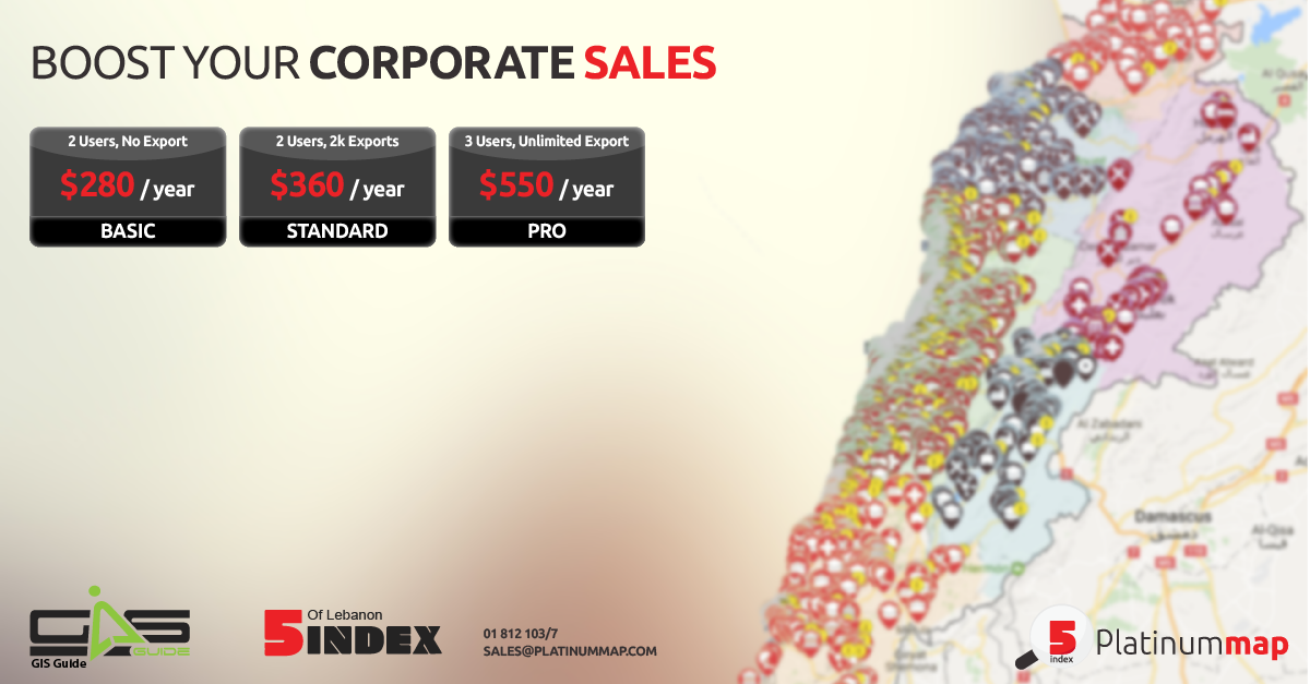 GISGUIDE's tweet image. Explore more than 40,000 companie in Lebanon on map #platinummap #gisguide  gisguide.com/5index-platinu…
TRY IT FOR FREE: platinummap.5index.com/subscribe/free…