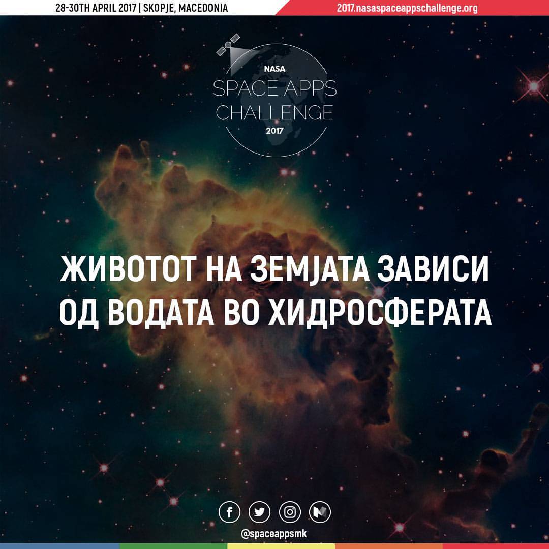 SpaceAppsMK's tweet photo. Животот на Земјата зависи од водата во хидросферата. #funFact #spaceapps #spaceappsmk https://t.co/nxHqQkM4od