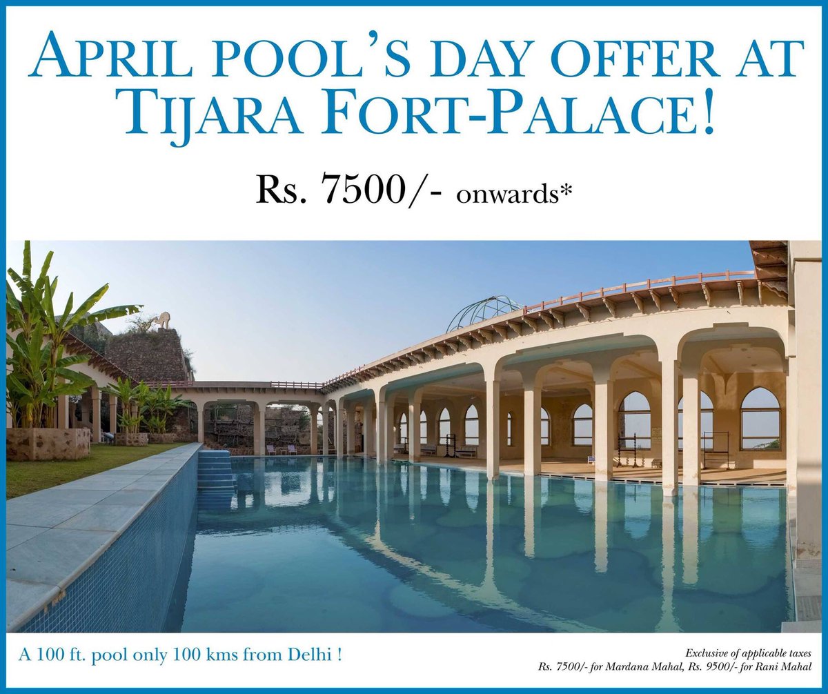 Neemrana_Hotels's tweet photo. A 100 ft. pool only 100 kms away from Delhi. 
For more details or for reservations, please call +91 124 4666166
#AprilPool #PoolsatNeemrana https://t.co/aXxTMS8sO2