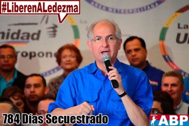 ABPVenezuela's tweet photo. El Comité de detenciones arbitrarias ONU adoptó una resolución que establece liberación inmediata @alcaldeledezma. 784 días secuestrado. https://t.co/I9jedqJTpv
