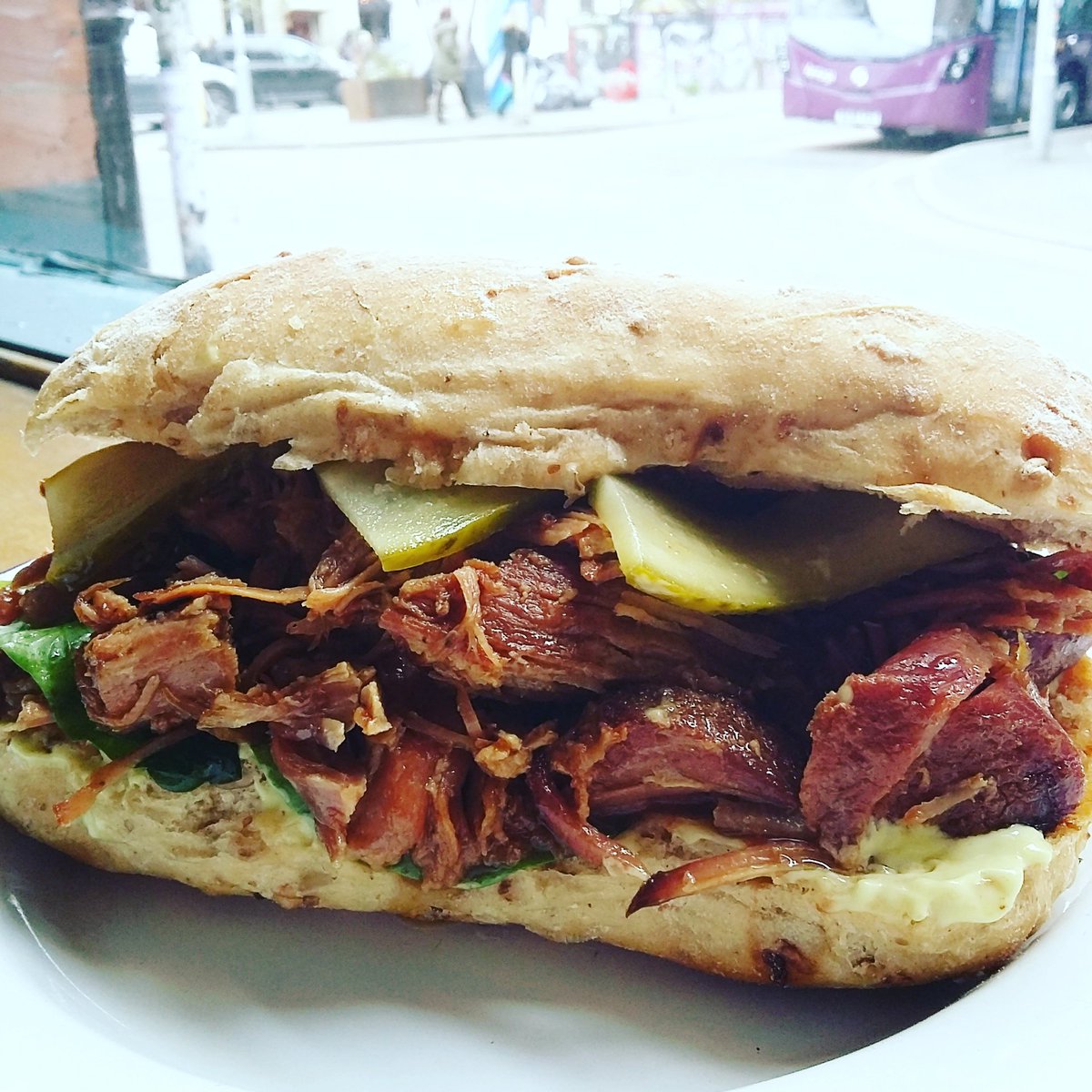 soupmanchester's tweet photo. Coca Cola Slow Roasted Ham, Mustard Mayo, Pickle and Spinach. #big #fat #hot #sandwich #freshlymade #meaty #deepfill #newhotsandwichmenu https://t.co/X5yVvaBqlq