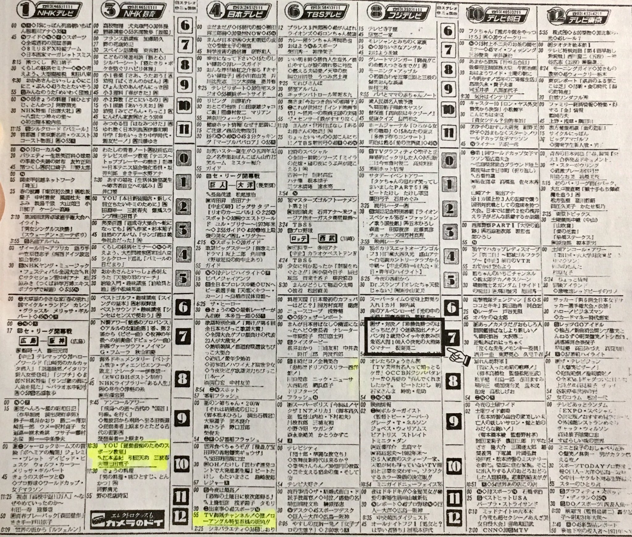 【美品】ONTV 1983年3月　アメリカテレビ番組表 茶屋町吾郎 on X: 