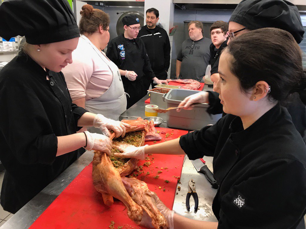uhckitchen's tweet photo. Community Kitchen students preparing  whole lamb with middle eastern spices. @gecdsbss @RSSGuidance @WCIagora https://t.co/JMv1rZZA3G