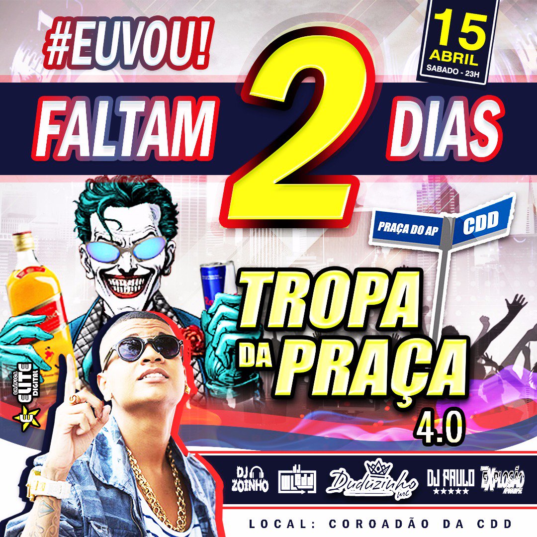 Lisboaprincess's tweet photo. FALTAM SÓ 2 DIAS PRO MELHOR EVENTO DE JPA !
SEGURA MAIS UMA DA TROPA DA PRAÇA !
#TROPADAPRAÇA
#BEBIDASLIBERADAS
#MCDUDUZINHO
#BOMBOOOOOU💥💣 https://t.co/ppkBJLk0Kl