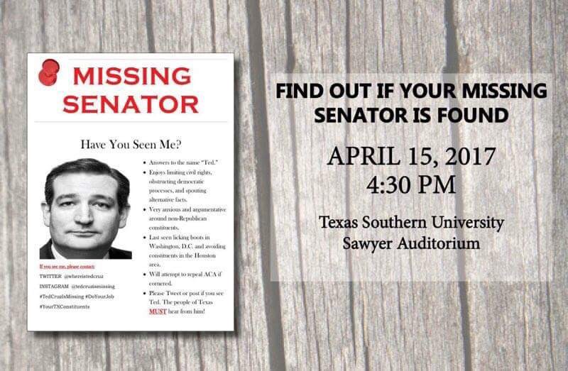 whereiscruz's tweet photo. Don't forget to RSVP for the #TownHall and get your seat! https://t.co/tT3KJ9kiiX
#doyourjob #TedCruzIsMissing #yourtxconstituents https://t.co/bYHJ7Roqtp