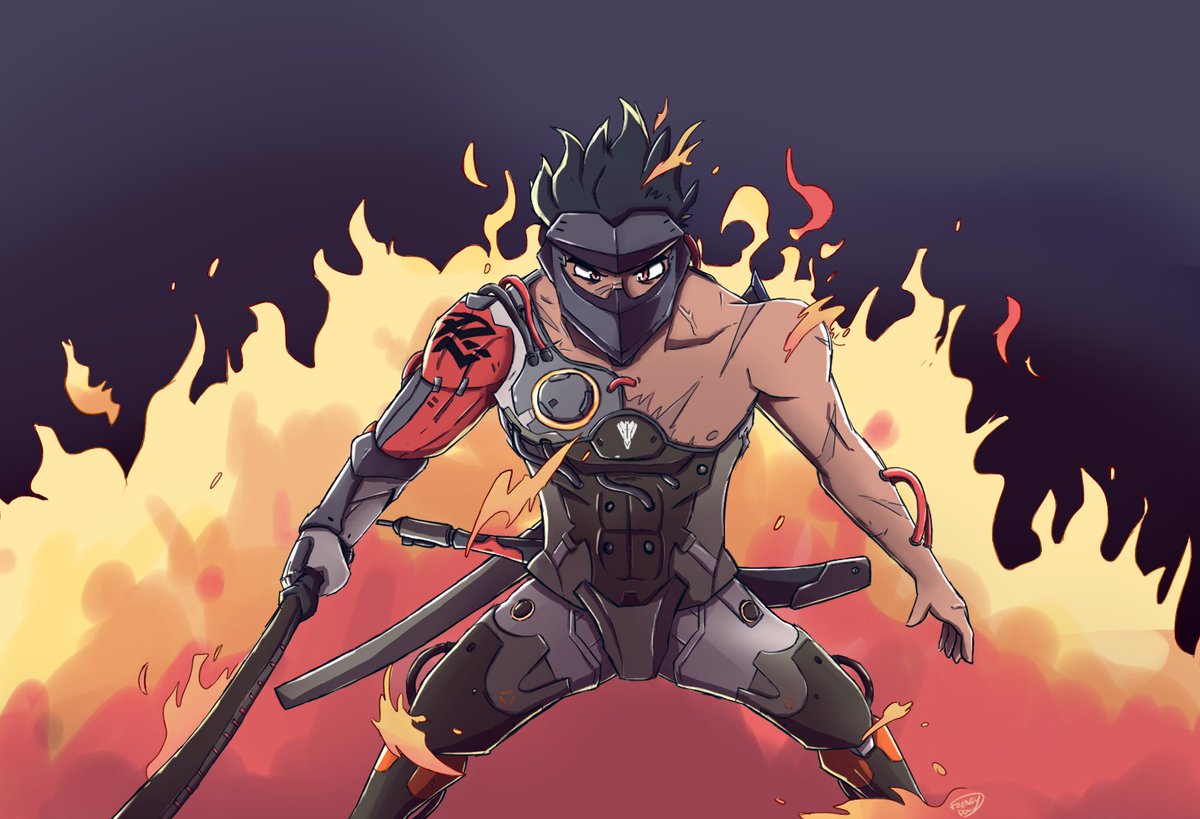 Feerey_'s tweet photo. Genji on fire!! 🔥 #Overwatch #Blackwatch #FanArt https://t.co/RkwogLoFq8