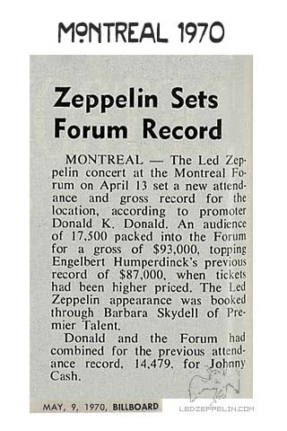 mitchlafon's tweet photo. On This Day - April 13th 1970. Led Zeppelin become the first band to sell out the venerable Montreal Forum. (Former home of @CanadiensMTL) https://t.co/v9mgaGZY0h