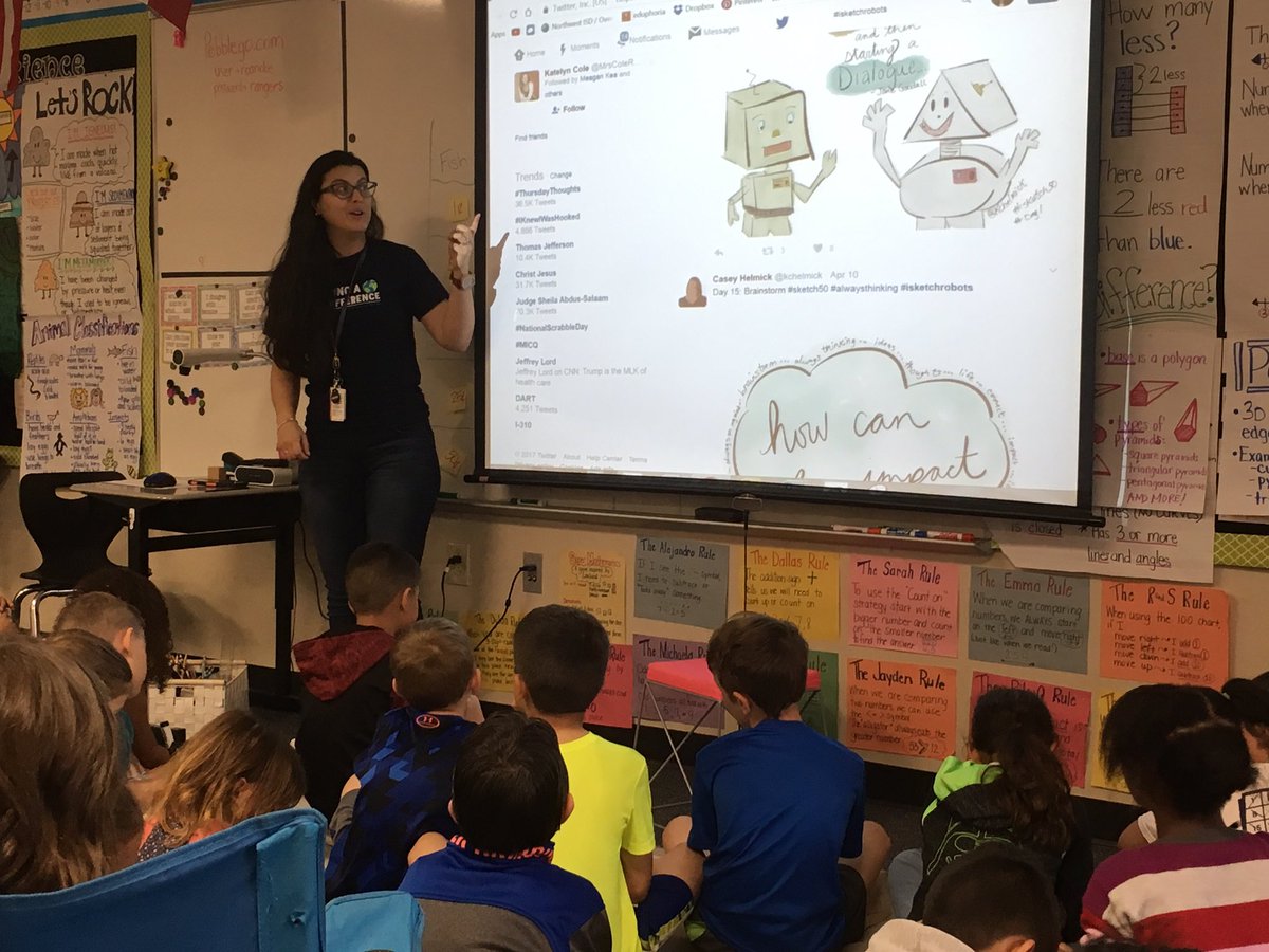 triciadhanson's tweet photo. Thank you @kchelmick for inspiring our mathematicians!  Polyhedron robots in second grade! @YMcCready_RES @RoanokeRangers #RESunique https://t.co/JUWyDwkDrA