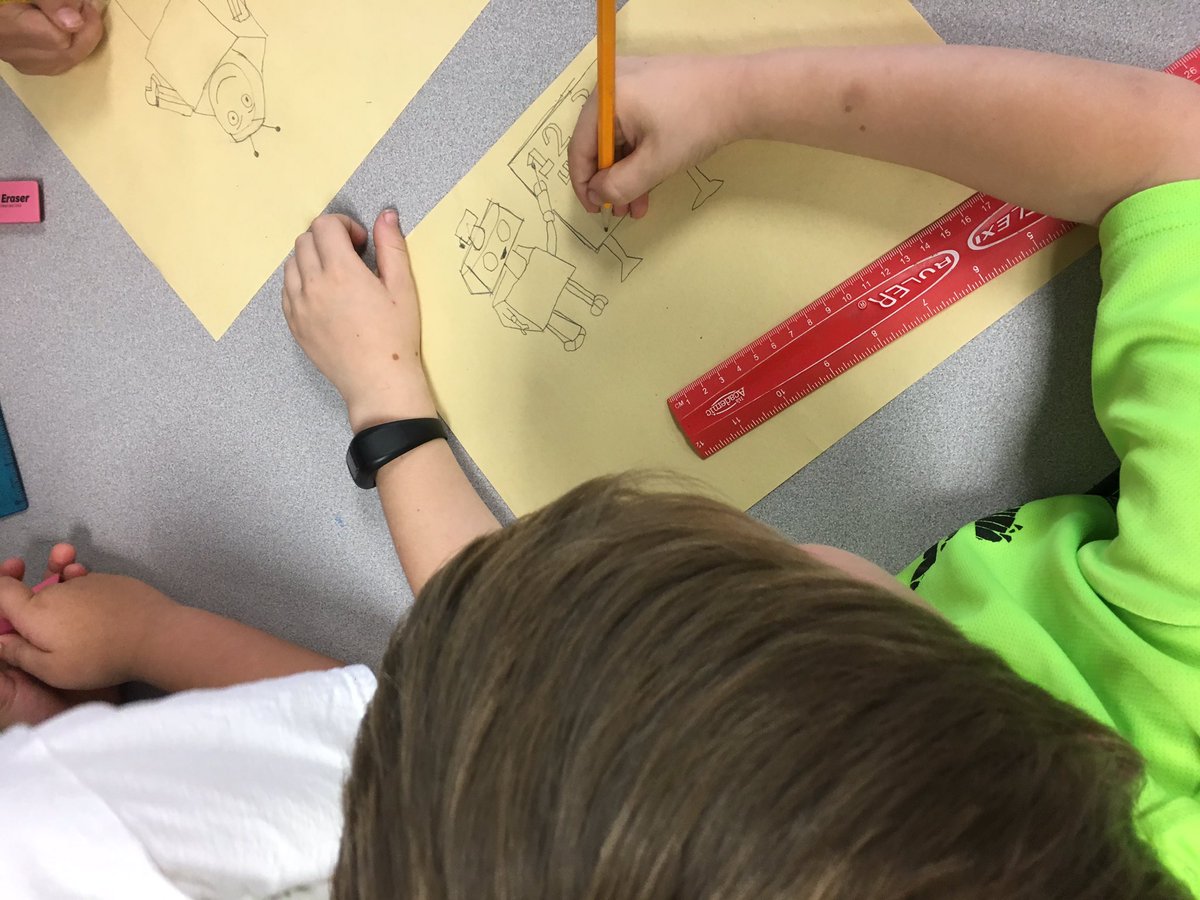 triciadhanson's tweet photo. Thank you @kchelmick for inspiring our mathematicians!  Polyhedron robots in second grade! @YMcCready_RES @RoanokeRangers #RESunique https://t.co/JUWyDwkDrA
