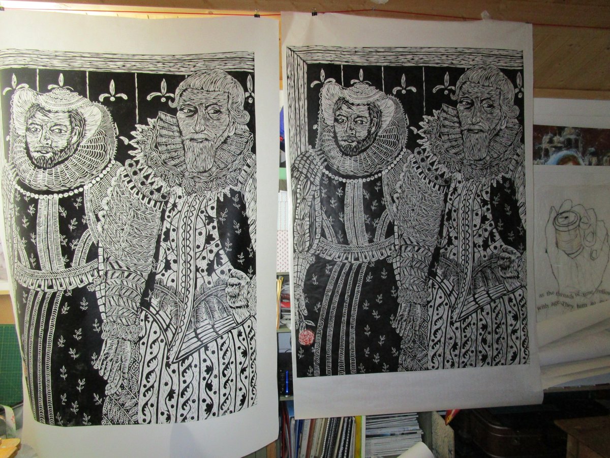 Inspired by the work "Sir Thomas Mansel and his wife Jane Pole in Cardiff Museum. 4ft x 3ft..... Now I really do have stiff shoulders.