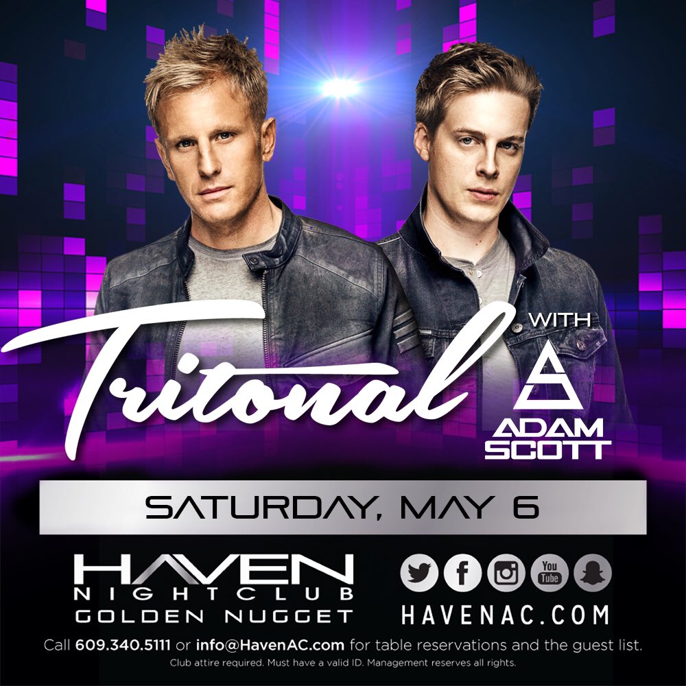 EDMPENN's tweet photo. May 6th catch @Tritonal with @djadamscott at @HavenAC @goldennuggetac!!! Tix &amp; info: https://t.co/BxQBbD3m2L #tritonal #djadamscott #havenac https://t.co/t3ZZNOUHVr