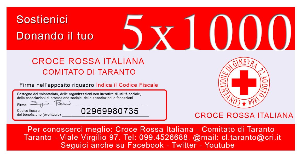 critarantoweb's tweet photo. Per donare il 5x1000 è sufficiente apporre la propria firma, unitamente al codice fiscale 02969920735 sulla dichiarazione dei redditi https://t.co/heCepAq7Fo