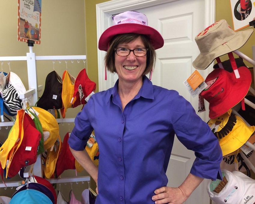 karynclimans's tweet photo. The team at @FlapJackKids_ decided I should wear the "Hip Hip Hooray" sunhat. Perfect for the Director of Selling FUN stuff! https://t.co/yW3m1JYkWL