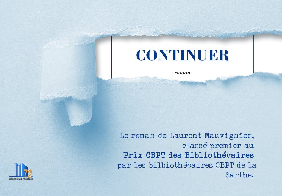 Nos bibliothécaires ont choisi leur candidat au #PrixCBPT 2017 ! #Continuer de #LaurentMauvignier @EdeMinuit #CBPT72
facebook.com/11174338949652…
