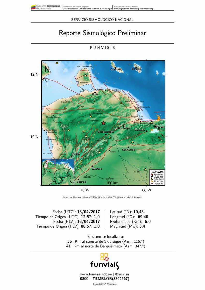 FUNVISIS's tweet photo. #Sismo Sismo de magnitud 3.4 se registró en el estado Lara https://t.co/lyIzHbNWJP #Siquisique #Temblor https://t.co/R2i8WWkldW