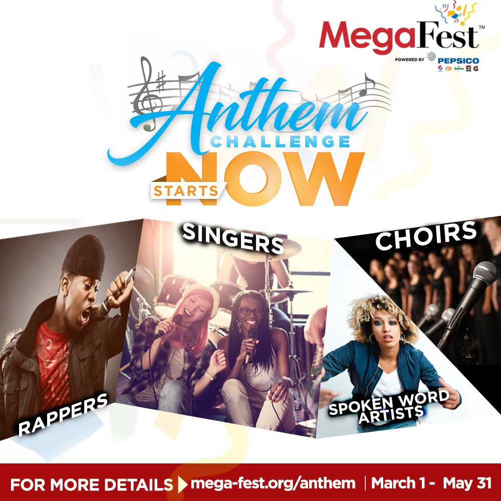 Choirs! Singers! Gospel Rappers! Spoken Word Artists! We've got an amazing opportunity for you! For more info visit mega-fest.org/anthem