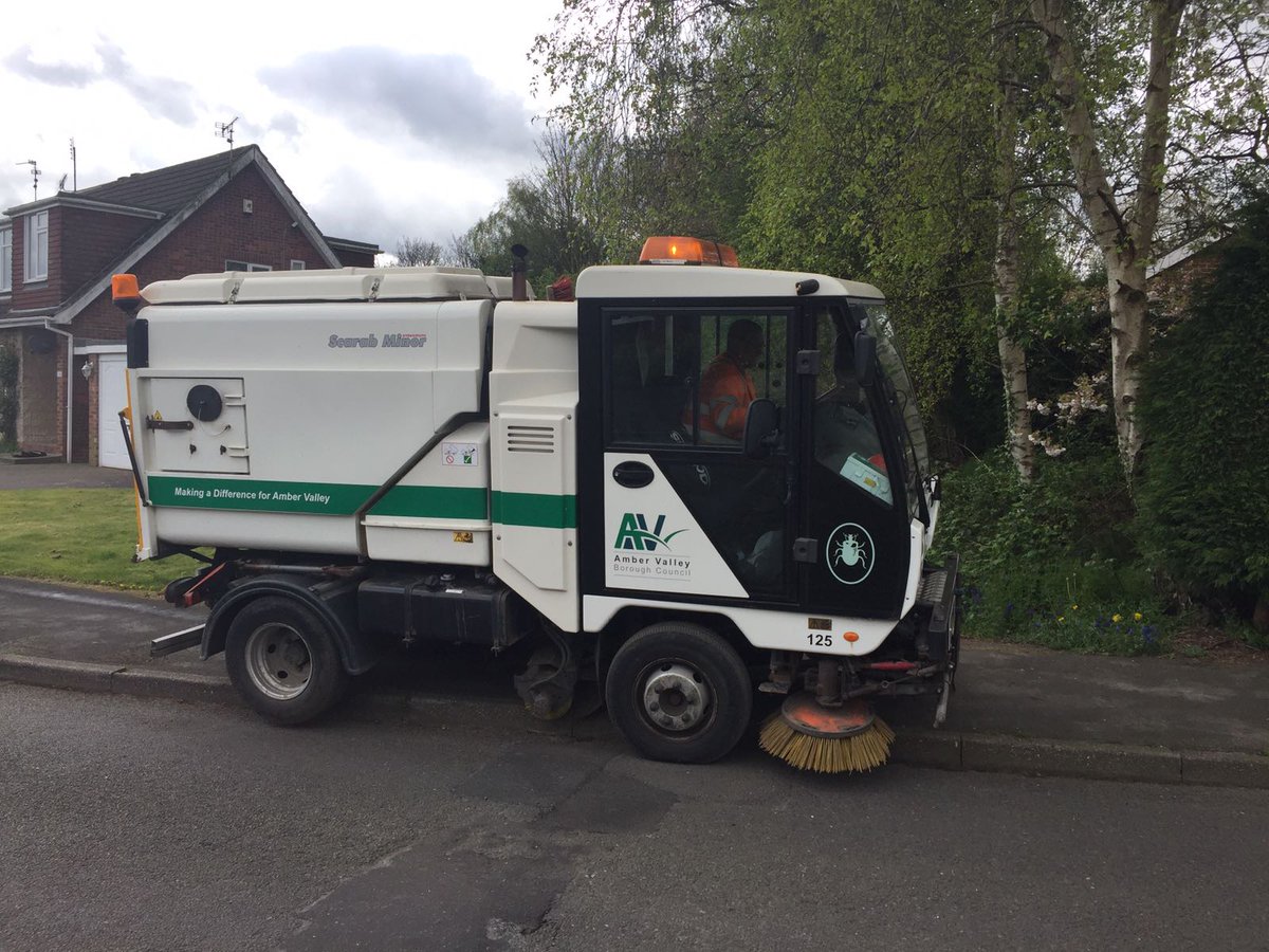 AmberValleyBC's tweet photo. Our 2 #StreetCleaning vehicles at work on the Lons Estate #Ripley #AVBCLive https://t.co/rBe8YHqxdC