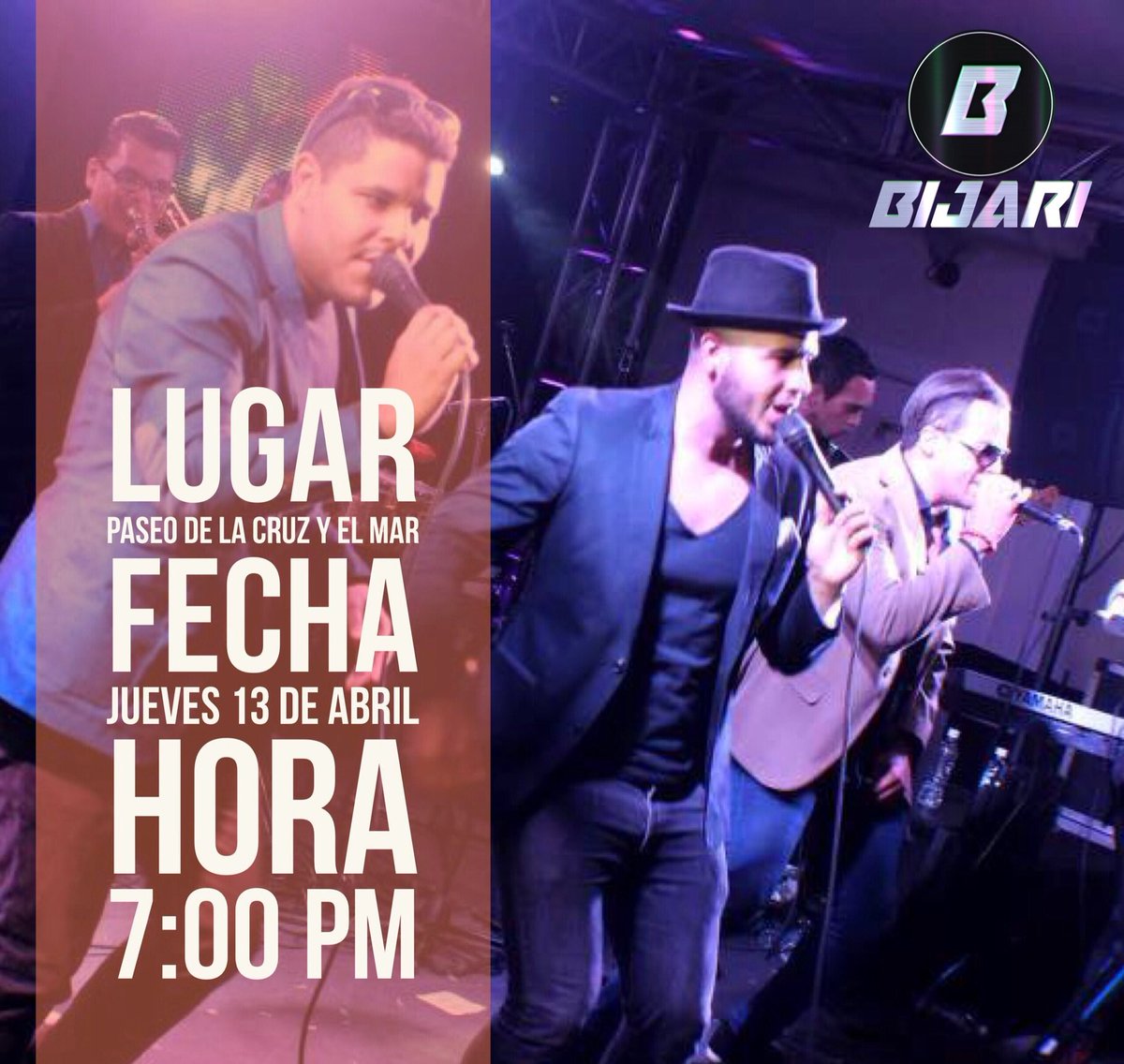 BIJARIMUSIC's tweet photo. ¡Hoy también podrás disfrutar de la buena música de #BIJARI en el Paseo de La Cruz y El Mar📍a las 7:00 PM! ¡Alegramos tu Semana Santa!🎶 https://t.co/dye7re6Emn