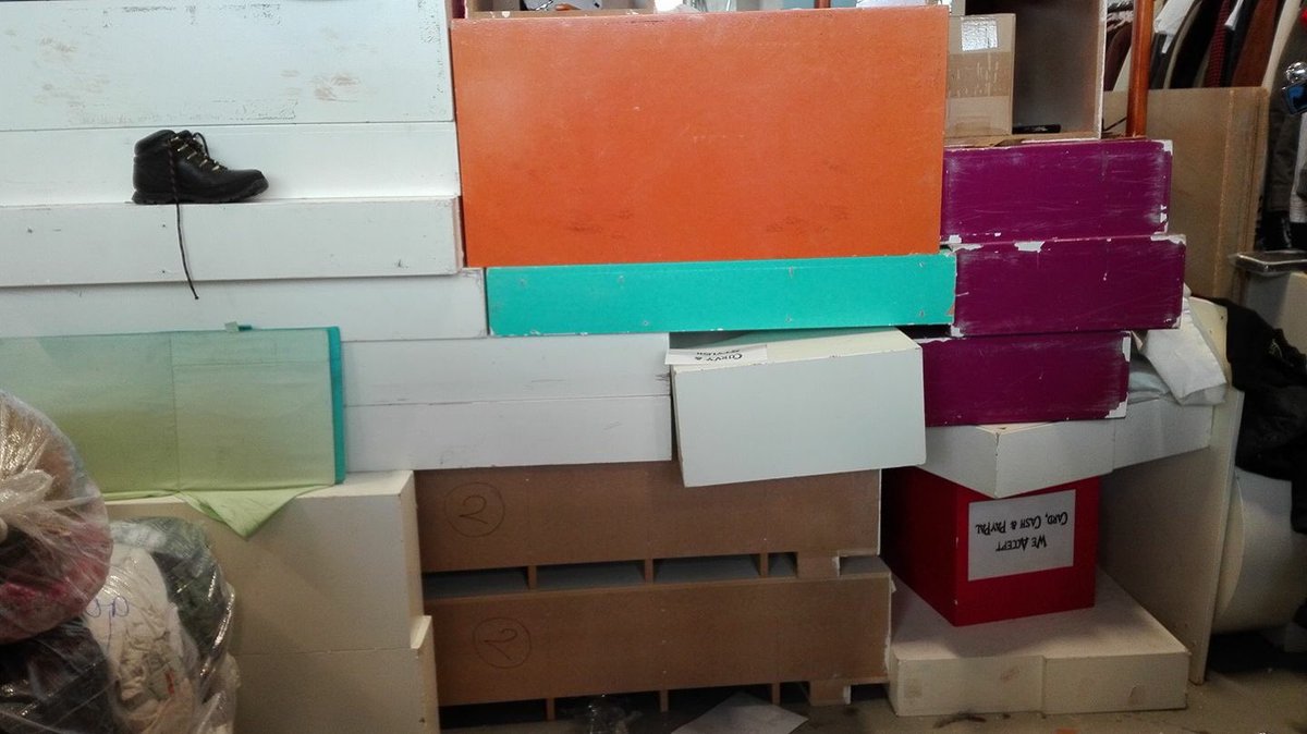 PrelovedT's tweet photo. Wooden shop fixtures, we have decoupaged the ones we are keeping and they look great £5 each https://t.co/RJRhKLSOLo