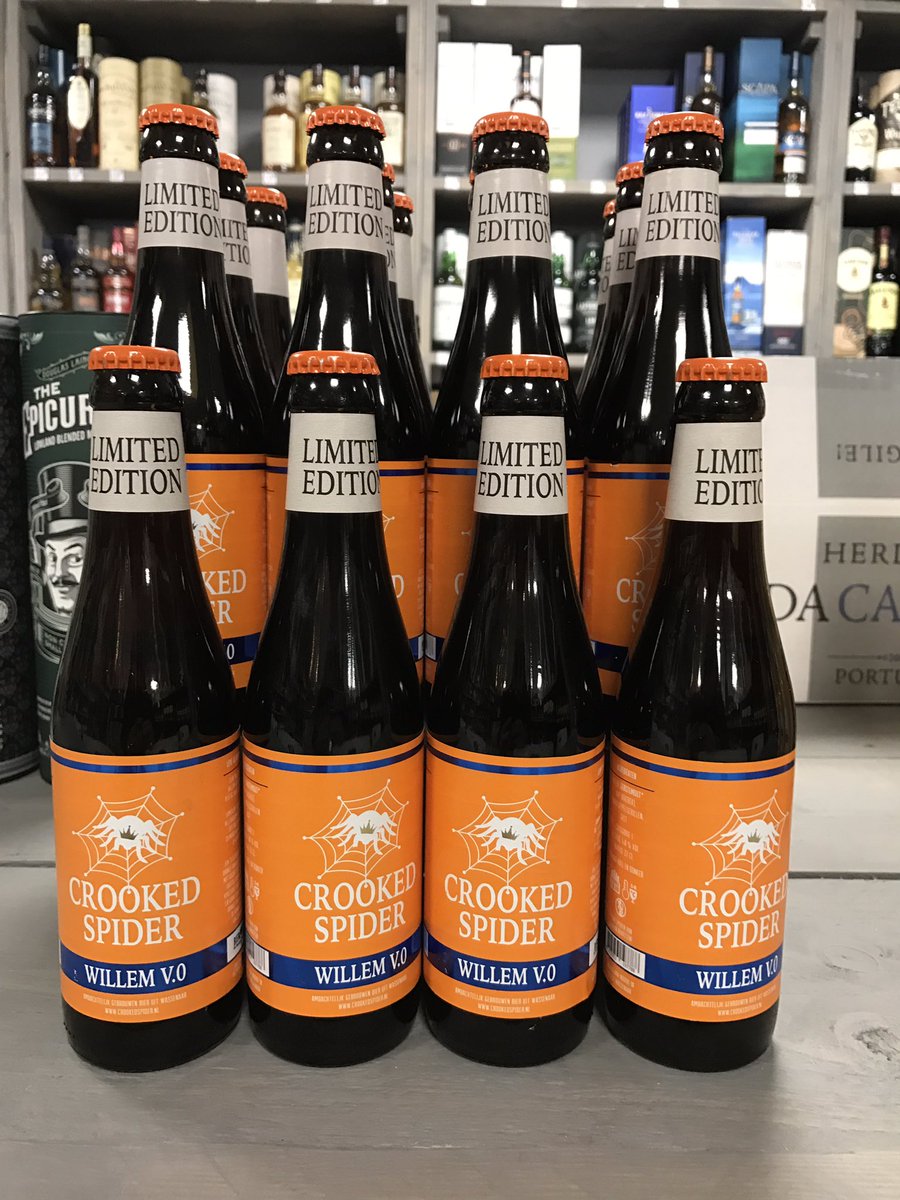 Zojuist gearriveerd, Willem V.O van Crooked Spider. Een bier wat speciaal gebrouwen is om de 50 ste verjaardag van de koning te vieren.