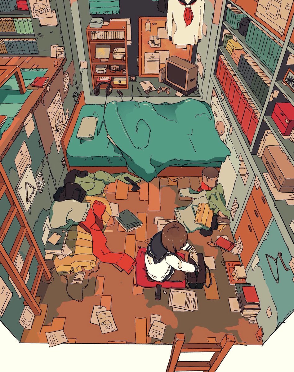 「部屋と女の子シリーズ3(固定用) 」|ダイスケリチャードのイラスト