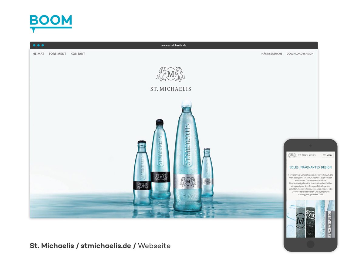 boom_de's tweet photo. Premium-Mineralwasser verdient eine Premium-Website! Unseren frischen Web-Relaunch für St. Michaelis findet ihr hier https://t.co/WIy8LEG9sI https://t.co/GPtT13ciH0
