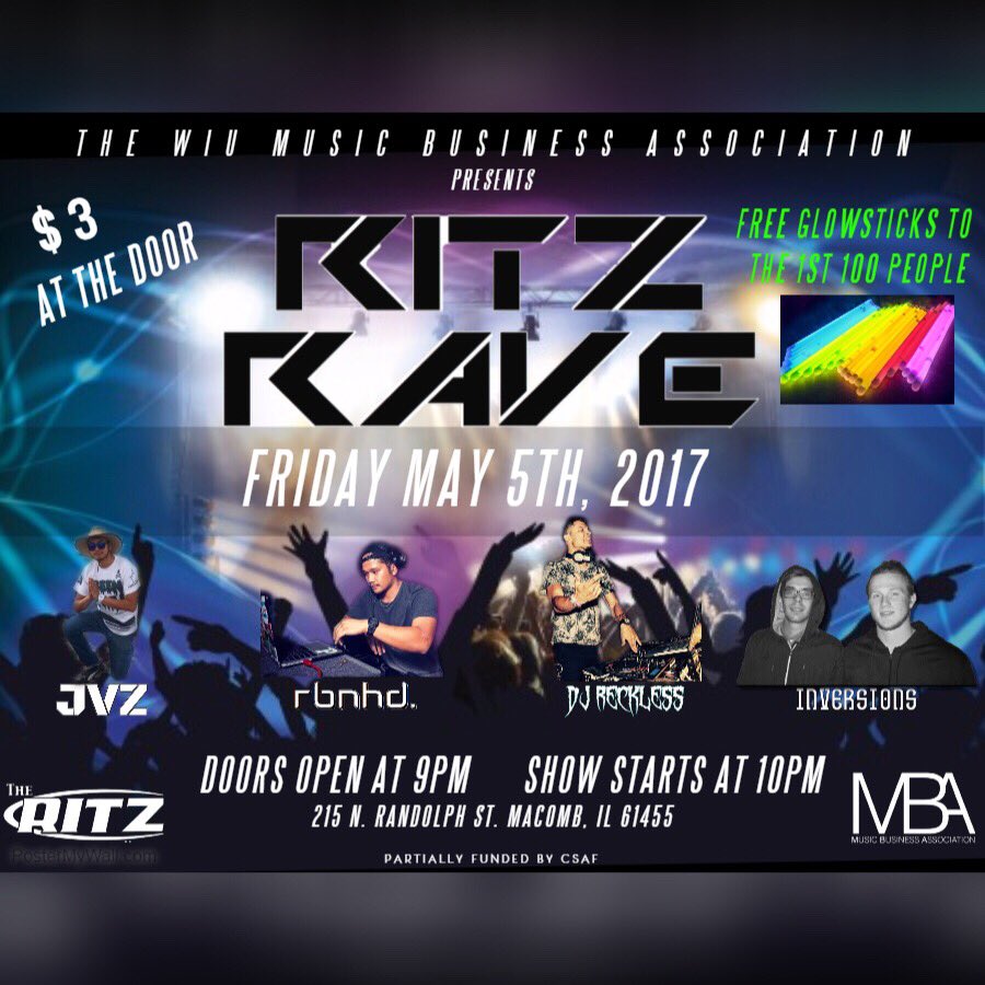 recklessdj96's tweet photo. I'll be DJ'ing for The Ritz Rave on May 5th @theritzmacomb I can't wait to get it going RECKLESS!
#RitzRave #EDM #Rave #WIU #DJReckless https://t.co/pnBLMoWSkd