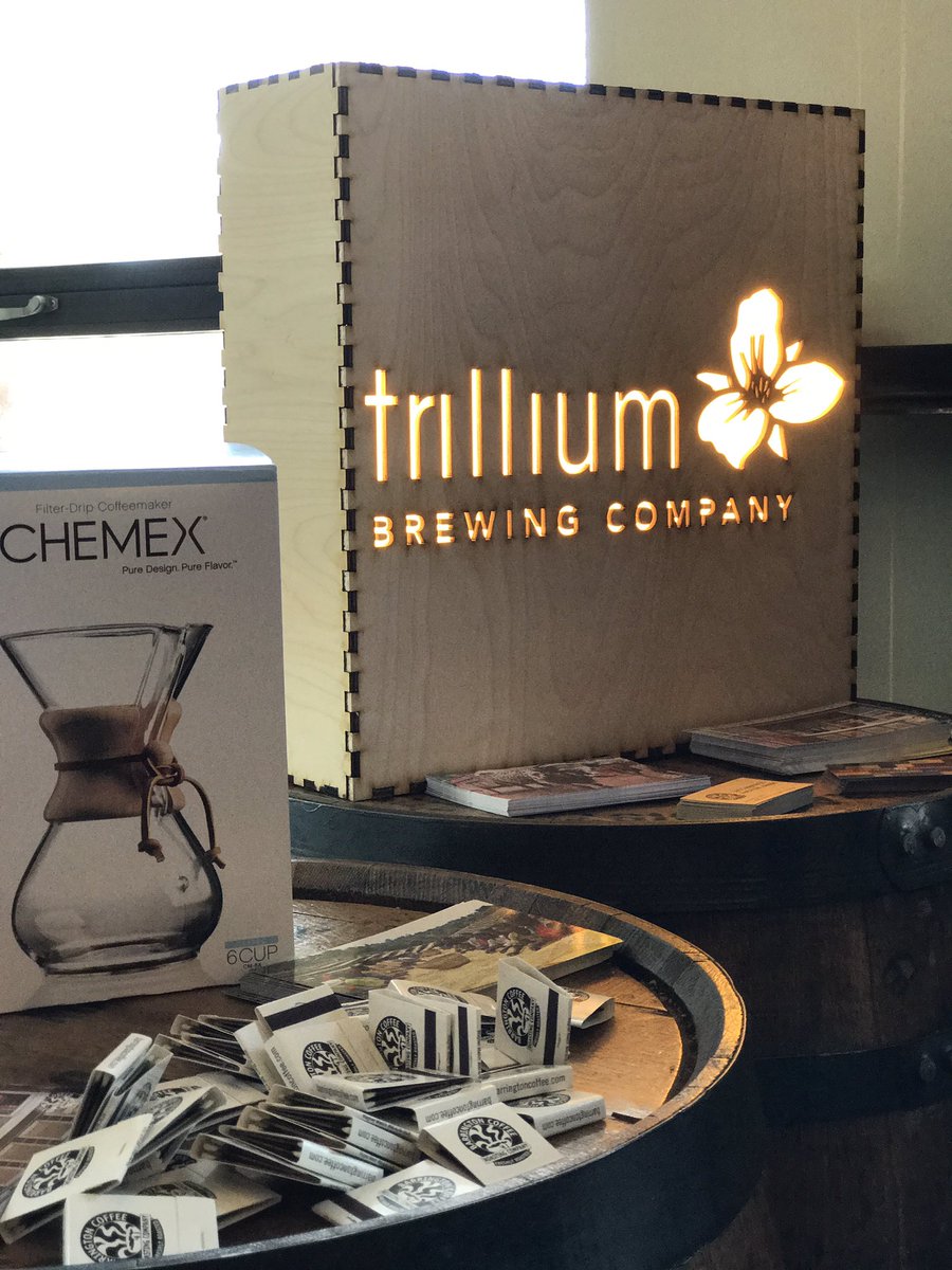 cncfurn's tweet photo. Recent coffee showcase setup at  @trilliumbrewing with #Boxee and branded light boxes #CNC #FabLab https://t.co/0rd628tU2D
