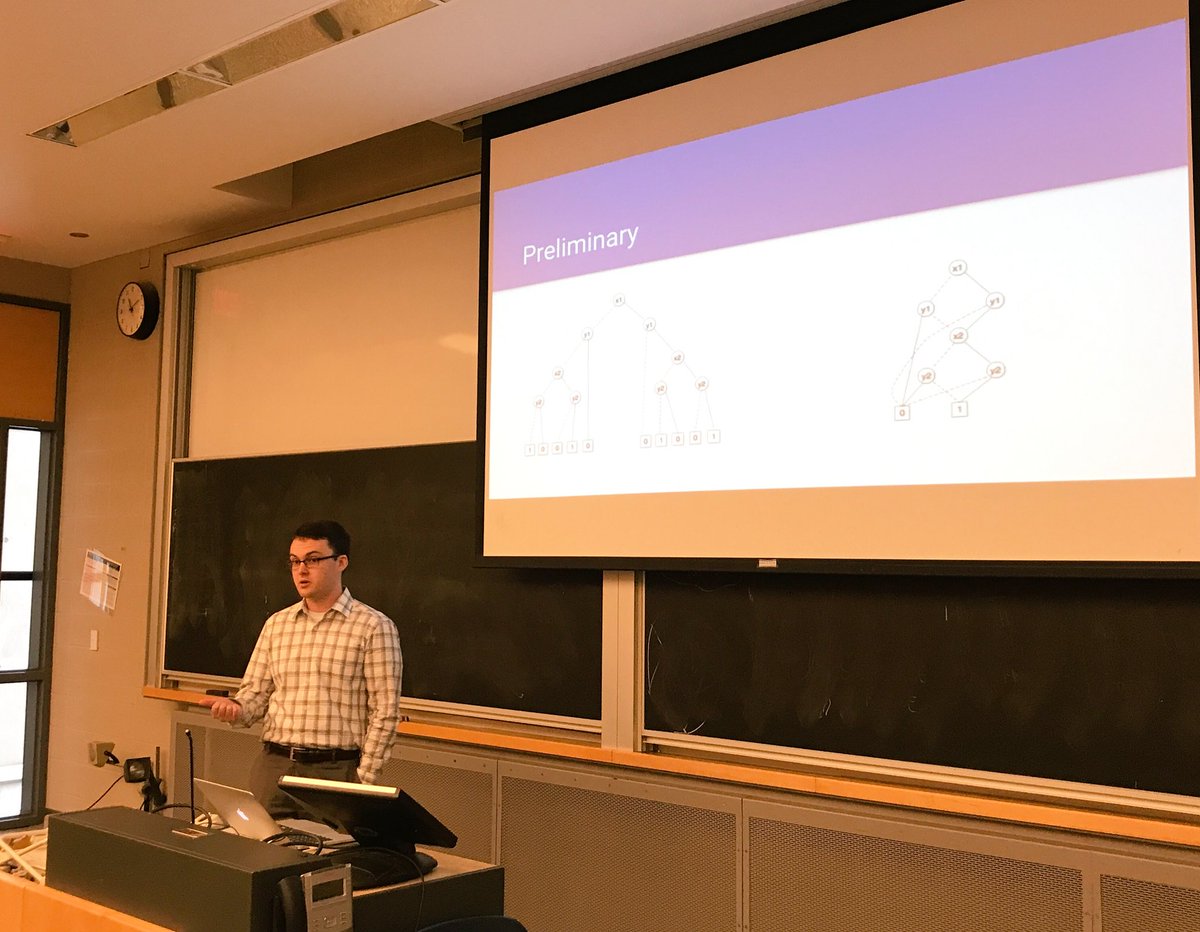 OntarioTechCS's tweet image. Caleb Phillips (@CalebPhi) presents his thesis “An Efficient First Order Logic Solver using BDDs" #csthesis #uoit #databaselab @kenpu