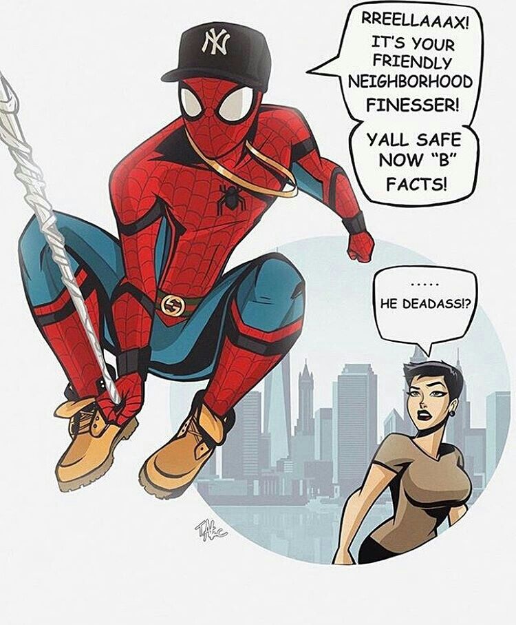 Neosouleskimo's tweet photo. #toofunny from @terryalec

#deadass #spiderman #peterparker #ny #timbs #fitted #rillytho #ayo #facts #nyc   #thatdamnartpage https://t.co/LhX9fiC4tI