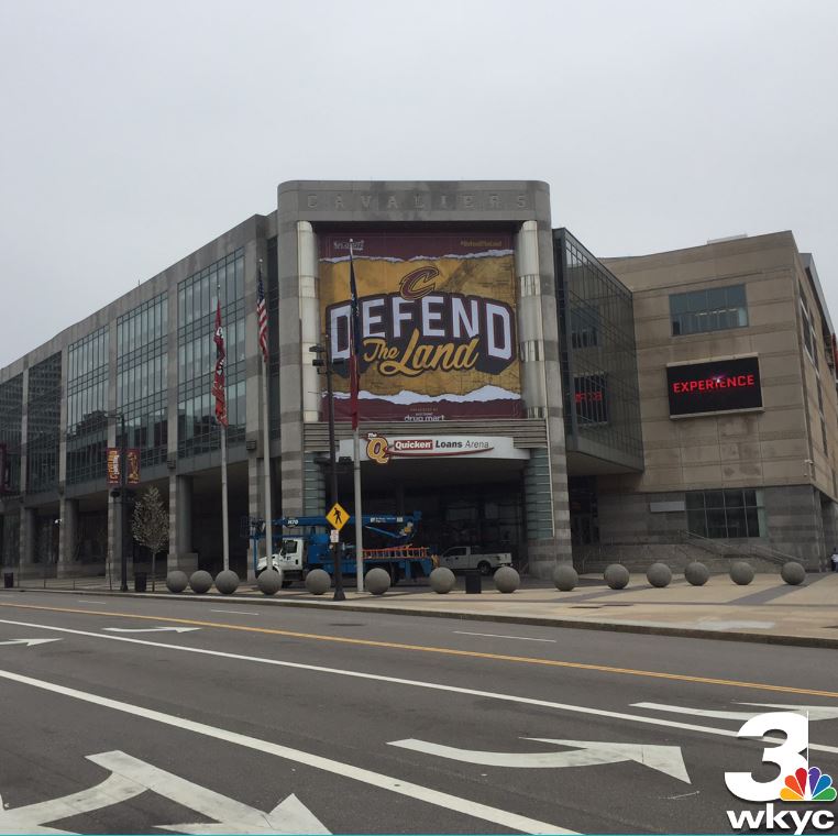 wkyc's tweet photo. Look what's going up outside The Q. You ready, @cavs nation? https://t.co/uRHYr5wnGD