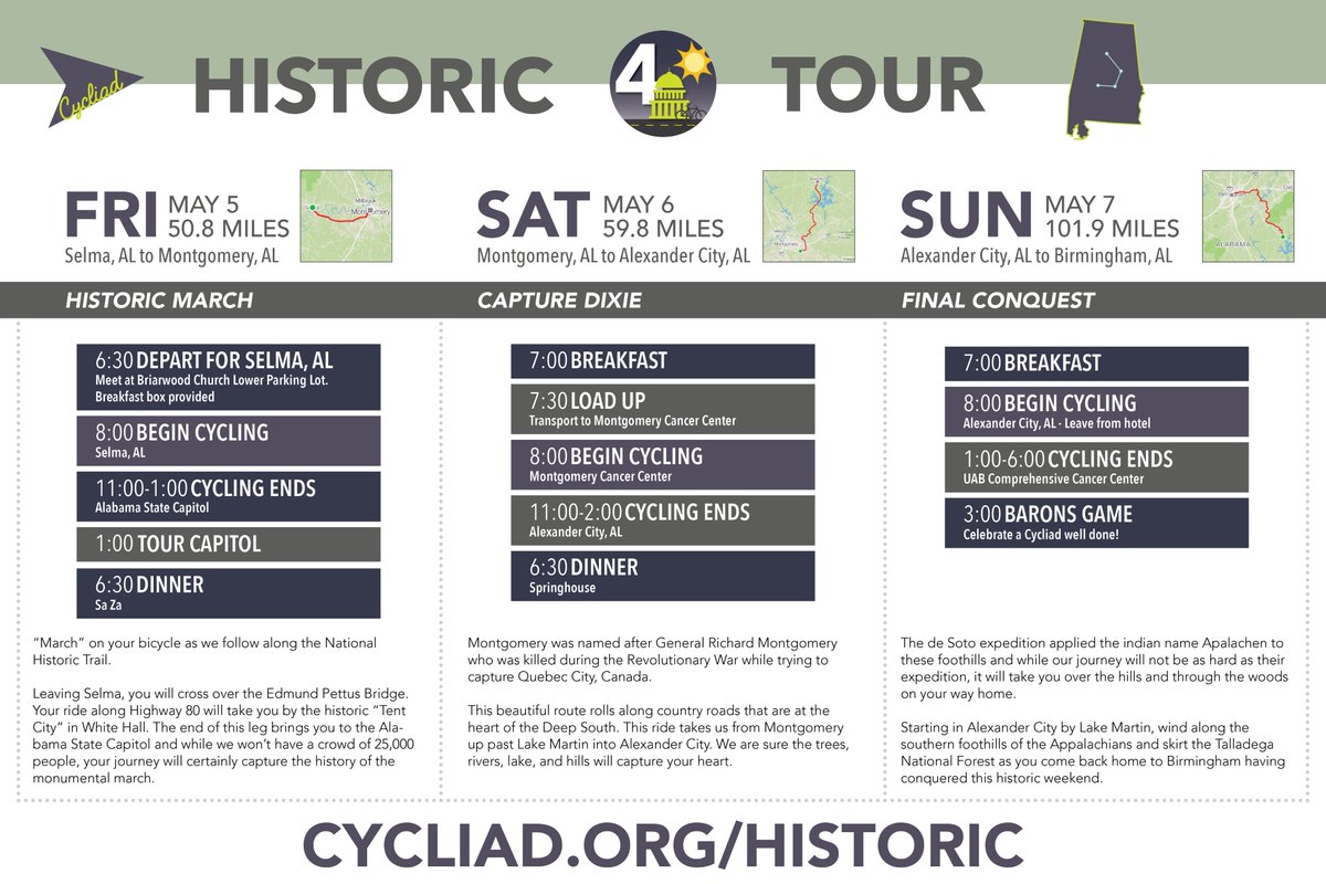 DeepSouthCancer's tweet photo. Need a refresher on Alabama history? Cycle through Selma, Montgomery and so much more on Cycliad's Historic Tour! https://t.co/L7FhTzXUiw https://t.co/ercaoIn9TM