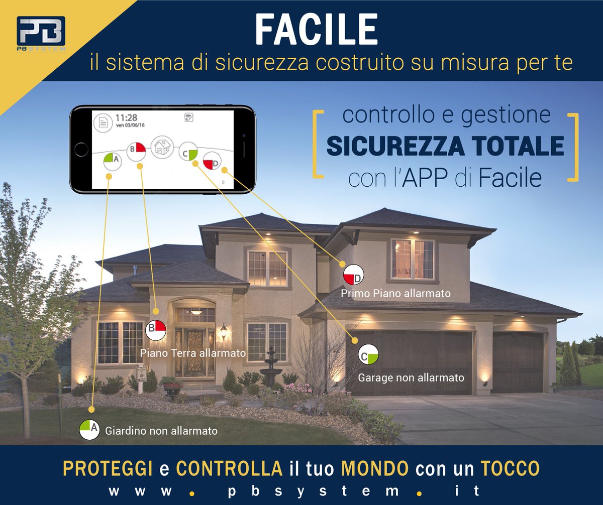 PBsystem_srl's tweet photo. #pbsystem | FACILE il #sistemadisicurezza costruito su misura per te. Controllo e gestione SICUREZZA TOTALE con l'APP di #Facile. https://t.co/xlIBBzuswK