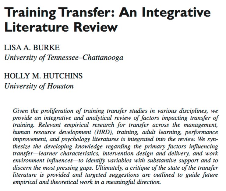 JournalHRDR_'s tweet photo. Teaming up for #TrainingTransfer w/ @hrdq_journal! #TBT to '07 by L. Burke @UTChattanooga &amp; H. Hutchins @uhouston: https://t.co/YJhRRLH0ja https://t.co/NULBH1KJQN