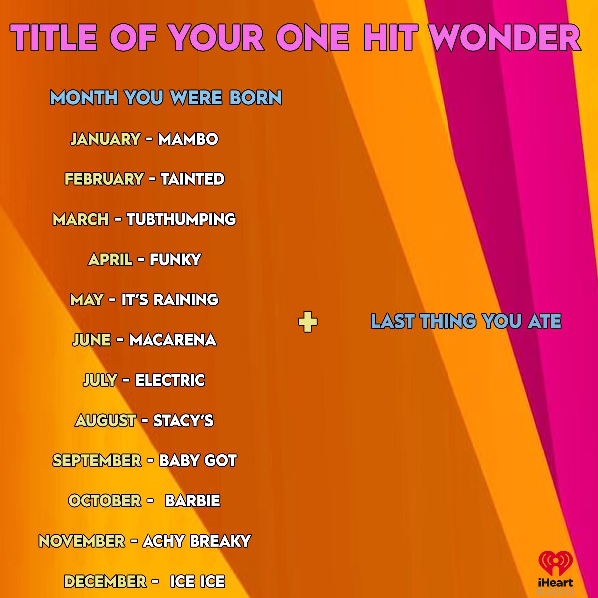 iHeartRadio على X: What's your one hit wonder song?