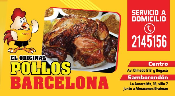 Los primeros y únicos ofreciendo el mejor servicio y calidad de siempre! <a href="/PollosBarcelona/">El Pollos Barcelona</a> #ServicioaDomicilio 2145156 #Centro #Samborondón