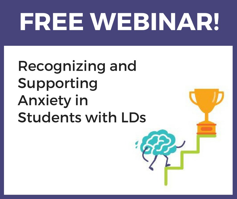Ss with LDs have higher rates of anxiety. What can you do to help? Tune in to our FREE webinar May 3 for strategies: bit.ly/2mAx40L