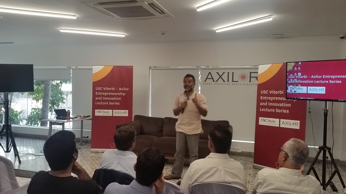 SudhaKumar14's tweet image. Such a refreshingly new take on Entrepreneurship in India. Naga Prakasam @ #USCViterbi  #Axilor Lectures today