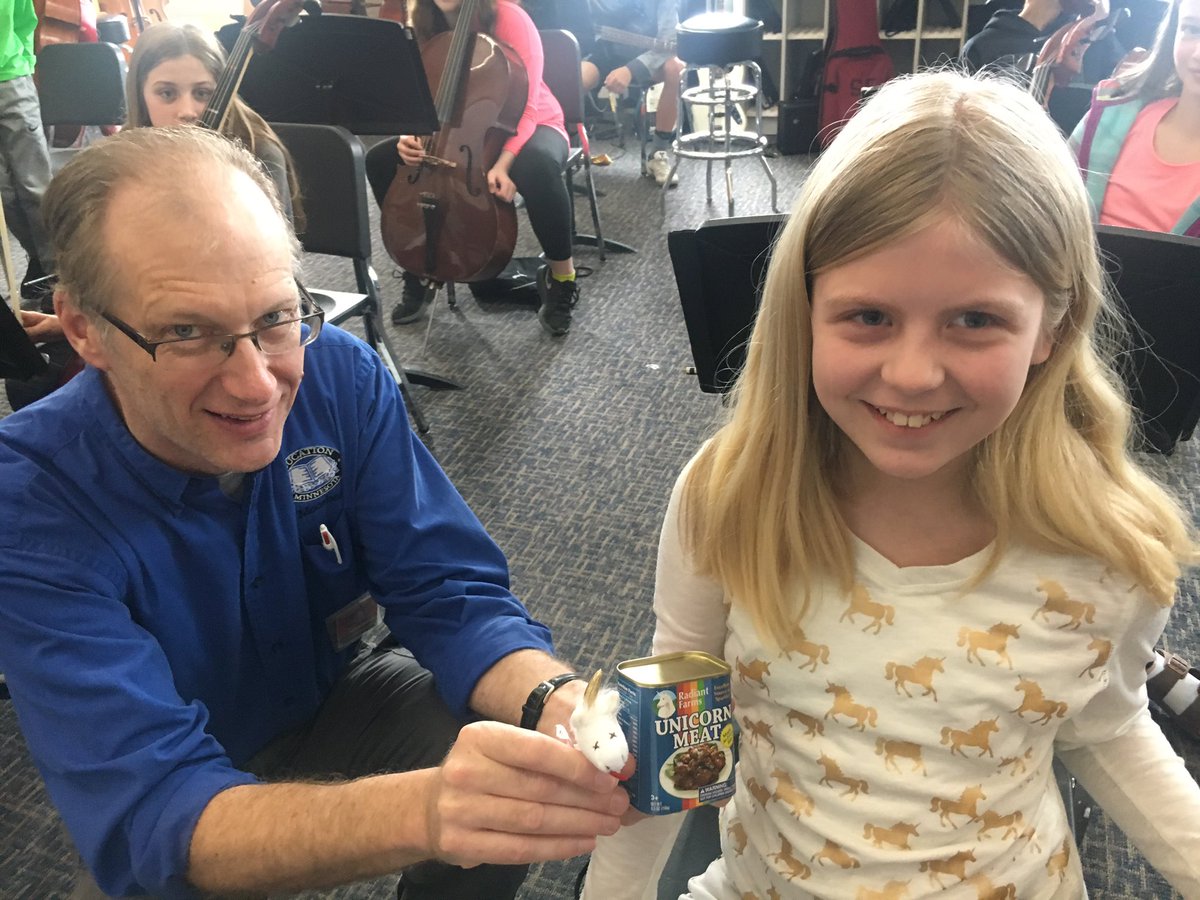 MoorheadOrch's tweet photo. Anytime someone has on a Unicorn 🦄 themed shirt- Mr Neill and his "Unicorn Meat" make an appearance. https://t.co/ux3oqniZl9