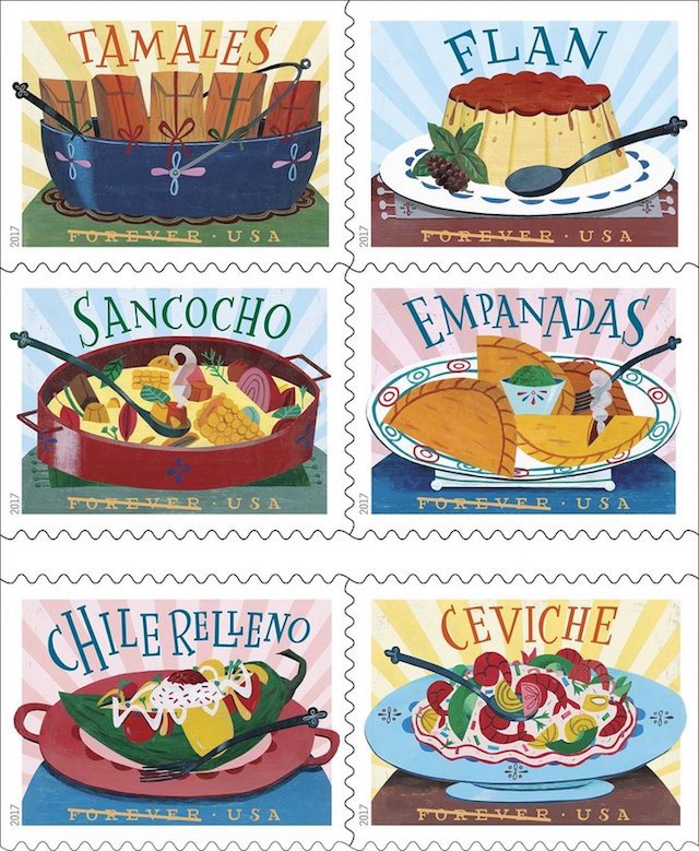 LAist's tweet image. The U.S. Postal Service Pays Tribute To Latin Food With New Stamps laist.com/2017/04/13/usp…