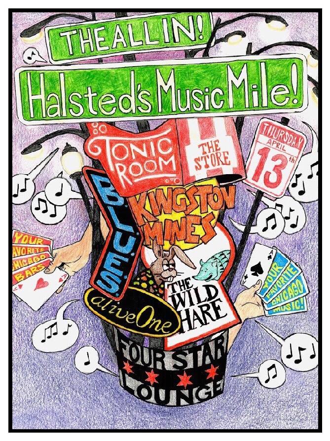 Ready to rip up @aliveOneChi tonight for the Halsted's Music Mile! We hit at 10:30pm!